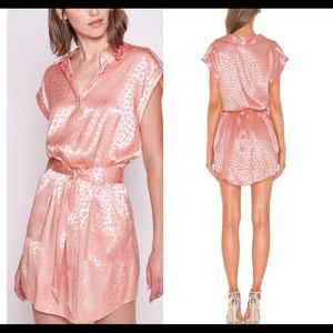 Joie Satin Leopard Daran Dress Island Sunset Pink